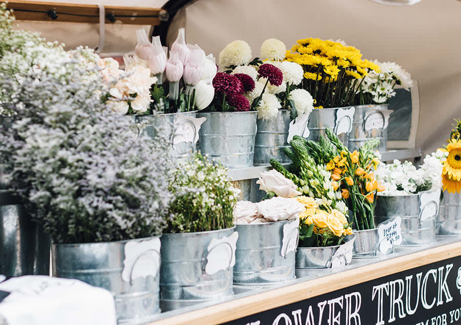 Flowers on market stall