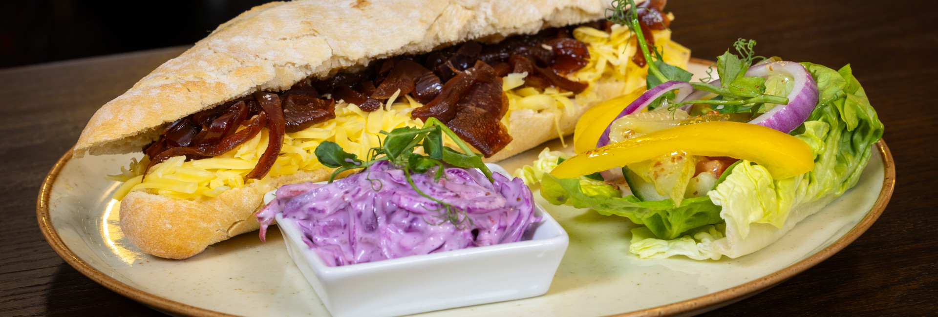 Cheddar Cheese & Red Onion Chutney Baguette
